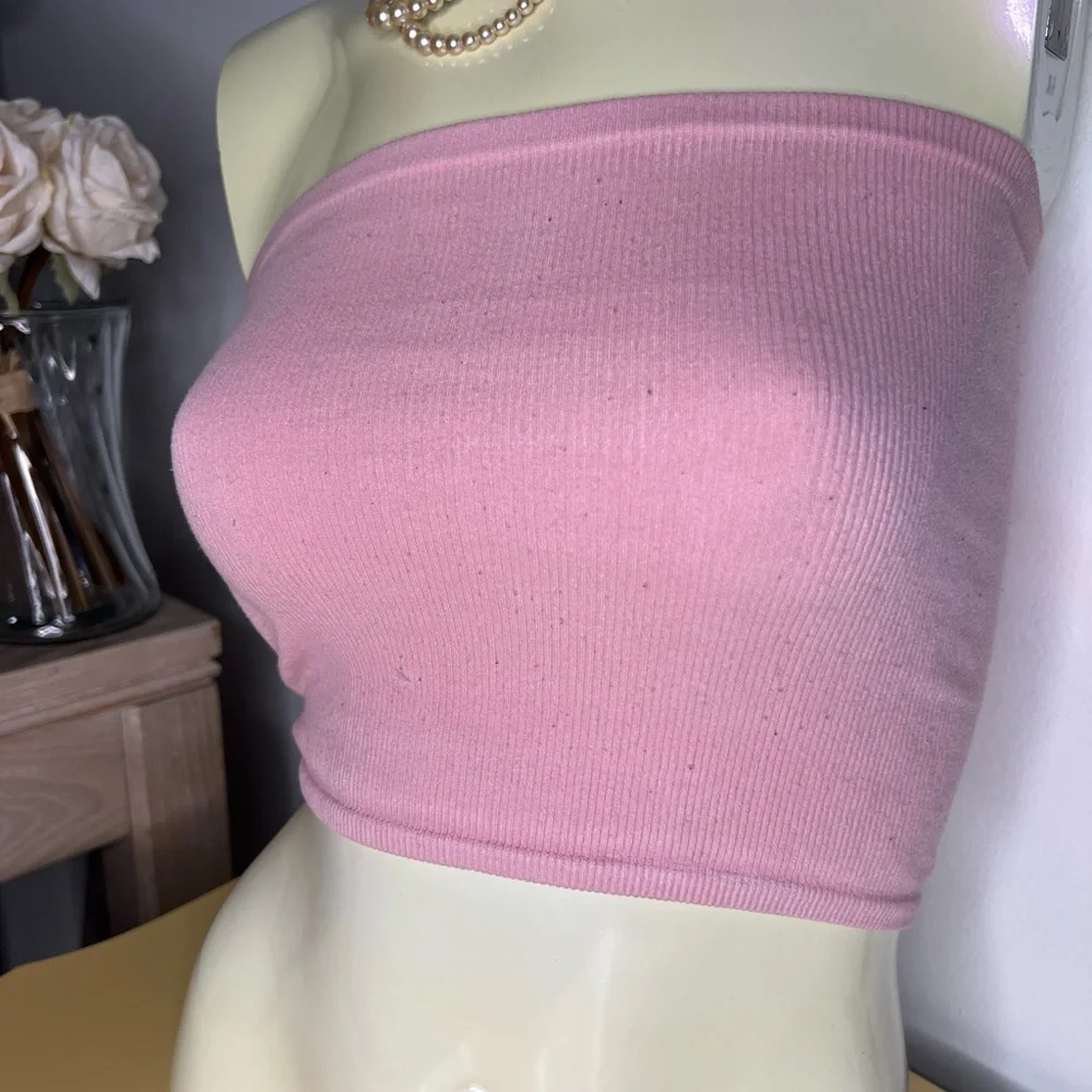 Pink Ribbed Tube Top - Picture 3 of 10